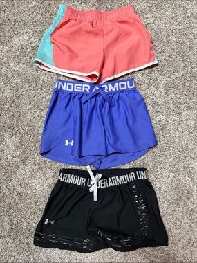 Under Armour Purple, Coral & Black Girls' Athletic Shorts Set